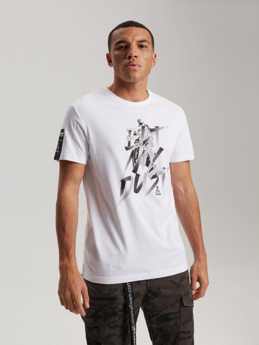 Tricou ALB cu imprimeu negru DAKAR EXTREME TEAM [1]