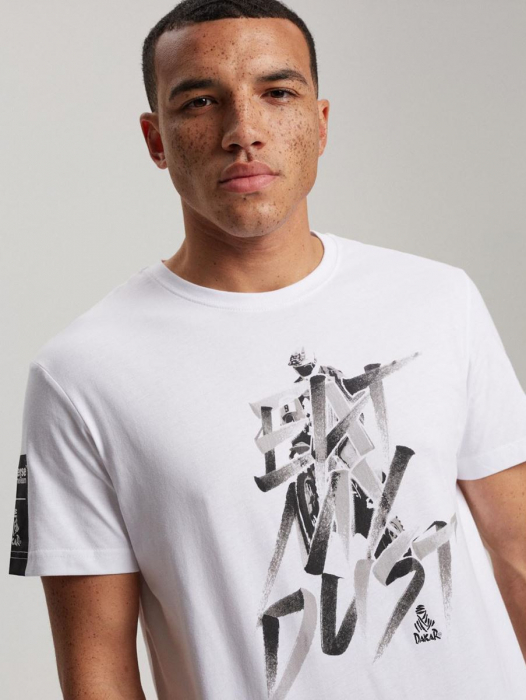 Tricou ALB cu imprimeu negru DAKAR EXTREME TEAM [2]