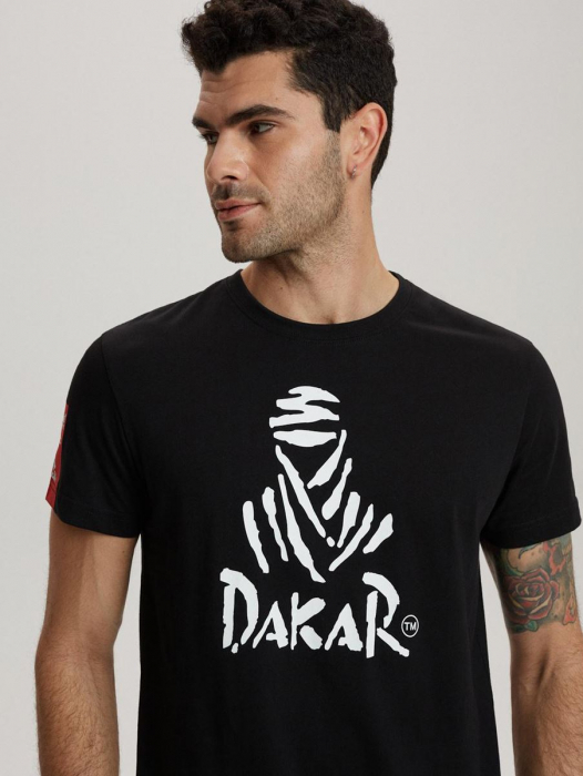 Tricou NEGRU Imprimeu Alb DAKAR Marimea L [2]