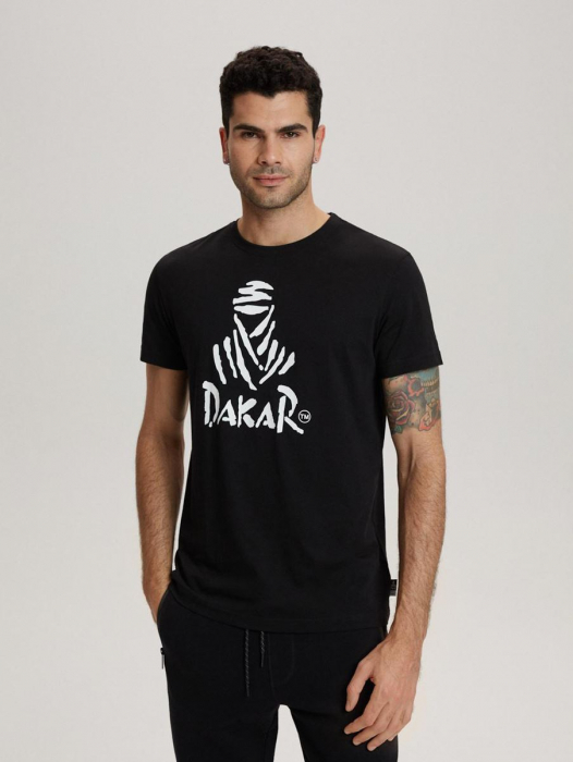 Tricou NEGRU Imprimeu Alb DAKAR Marimea L [1]