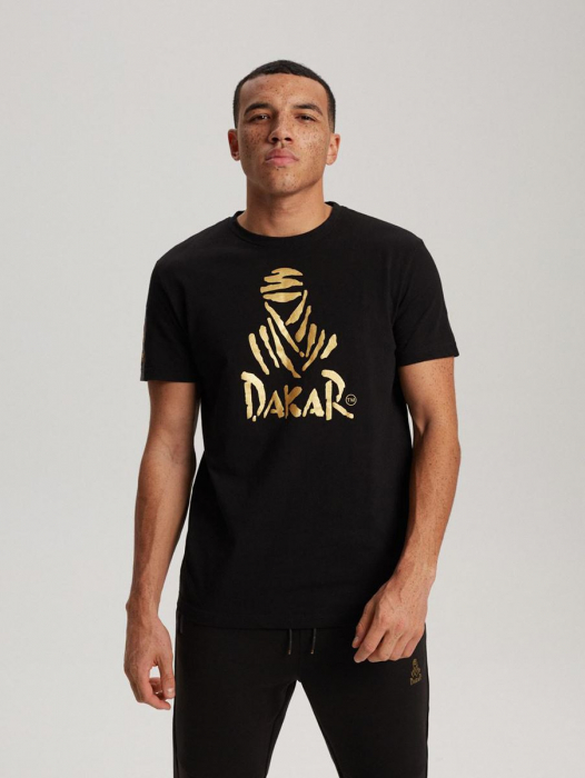 Tricou Negru imprimeu auriu DAKAR Marimea L [2]