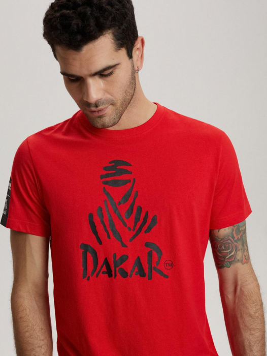 Tricou Rosu imprimeu negru DAKAR MARIMEA L [3]