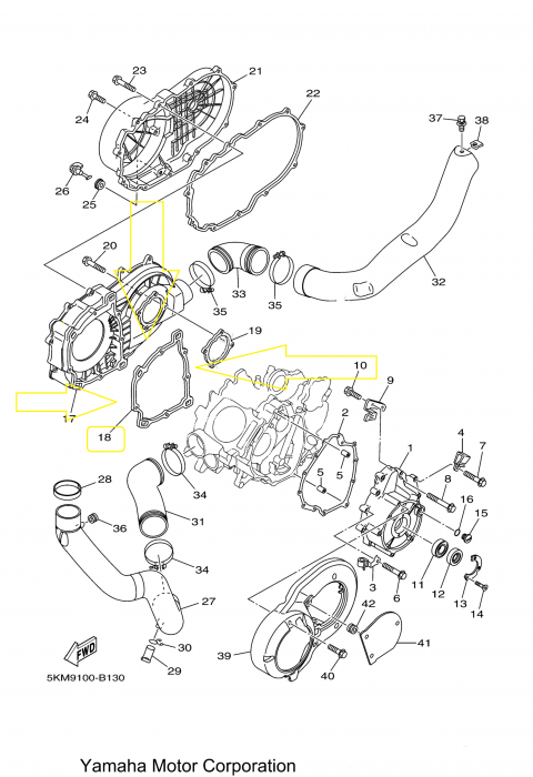 GARNITURA CAPAC AMBREIAJ YAMAHA YFM 660 GRIZZLY '02-08, YXR 660 RHINO '04-07 [2]