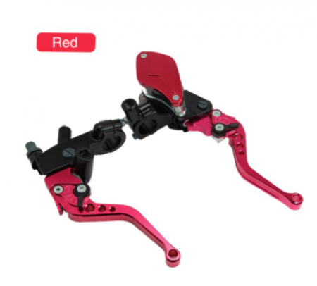 Manete - SET MANETE MOTO UNIVERSALE AMBREAJ CABLU / FRANA HIDRAULICA CULOARE - ROSU