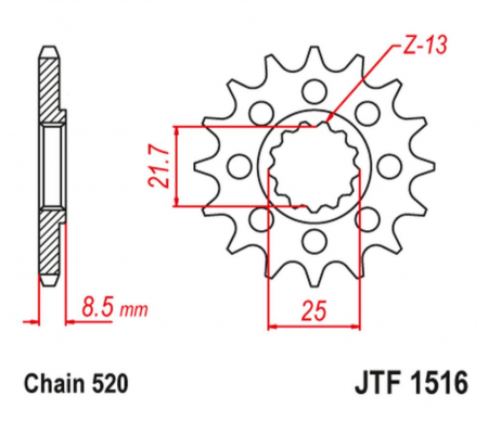 Pinion / Lant transmisie - PINION FATA  KAWASAKI ZX 10R 04-18 /  KAWASAKI ZX; SUZUKI GSX-R, RF 750/900/1000 1994-2019