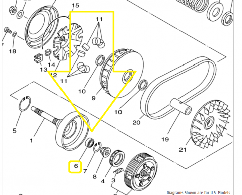 RULMENT ACE OALA AMBREIAJ YAMAHA GRIZZLY 350 / GRIZZLY 550 / GRIZZLY 700 /  BRUIN 350 / TIJA AMBREIAJ MOTO [1]
