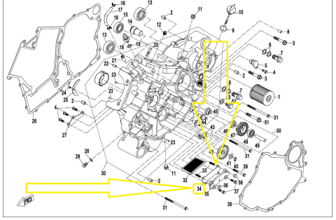 GARNITURA CAPAC TRANSFER CARTER CFMOTO ATV/SSV/UTV 850/950/1000 2017->2026 [1]