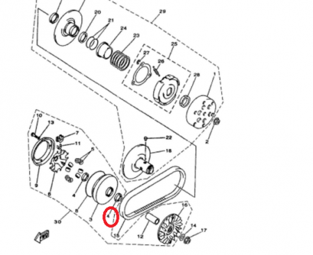 Linhai - SIMERING CARCASA VARIATOR TURATIE LINHAI 300 23804