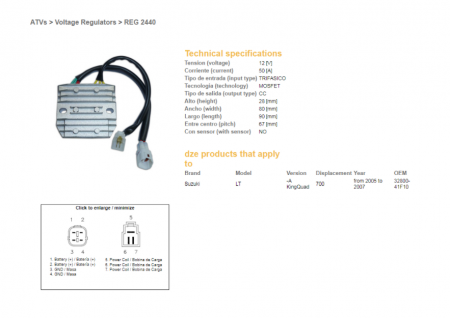 Electrice - RELEU INCARCARE/ REGULATOR DZE TENSIUNE DE SUZUKI LT-A 700  05-07 MOSFET (50A)