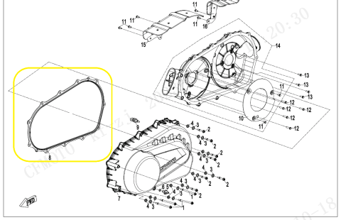 GARNITURA CAPAC CVT CFMOTO CFORCE 850 / 1000 2024-2027 GEN3 [1]