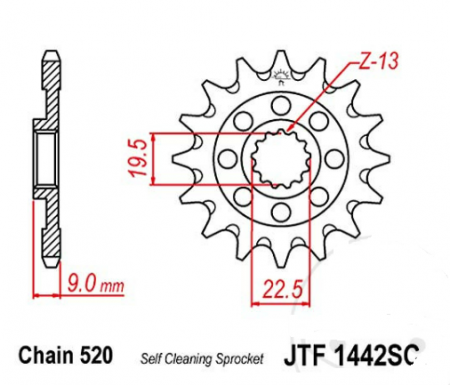 PINION FATA SUZUKI RMZ 250 / RMZ 450 '13 -'24  (LANTUL 520) [1]