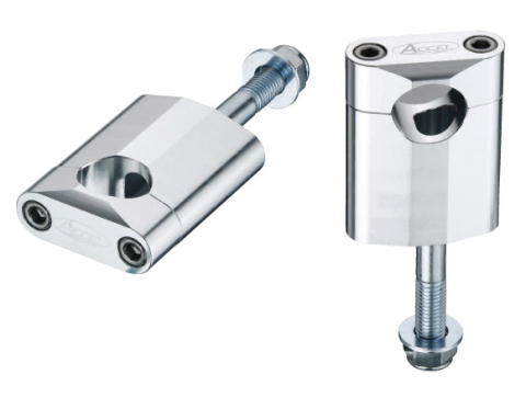 Motociclete (Piese) - SET INALTATOARE GHIDON (22,2 MM) ÎNĂLȚIME 58,5 MM CU ȘURUB M12 ARGINTIU