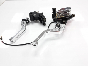 SET Manete moto universale ambreiaj cablu si frana hidraulica argintiu [1]