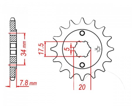 PINION ATAC HONDA CRF 150 ,230 / CRM 125 / NSR 125 / VT 125 / XL 125 / KYMCO MXU 50 [1]
