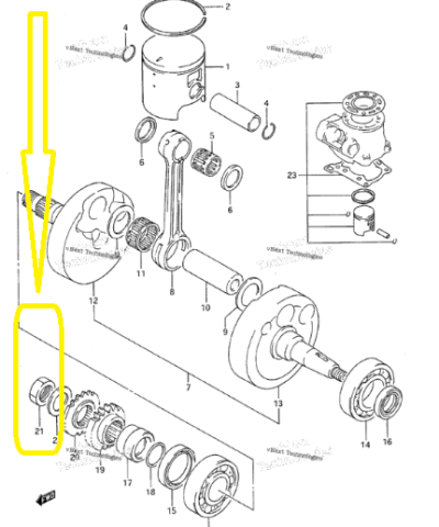 PIULITA AMBIELAJ SUZUKI GN125 / RM125 / RM250 / RM80 / DR125 / DR-Z 125 1984-2024 [1]
