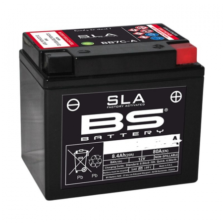 Acumulatori - BATERIE BS BB7C-A (YB7C-A) 12V 8.4AH 129X89X114 FĂRĂ ÎNTREȚINERE - INUNDAT 80A