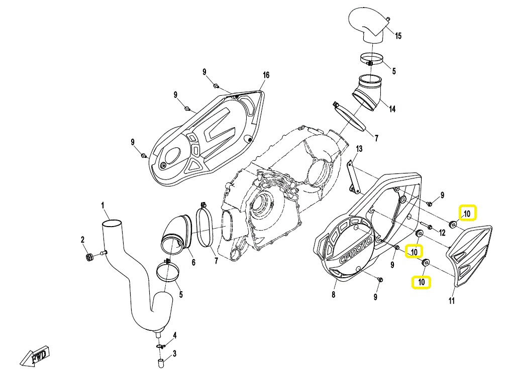 BUCSA CARENAJ / TAMPON CARENE CFMoto 400/520/600/800/850/1000 2007-2024 [3]