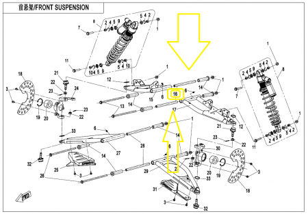 BUCSA METALICA BRAT FATA / SPATE CFMOTO UFORCE / ZFORCE 500 / 600 / 800 / 1000 [2]