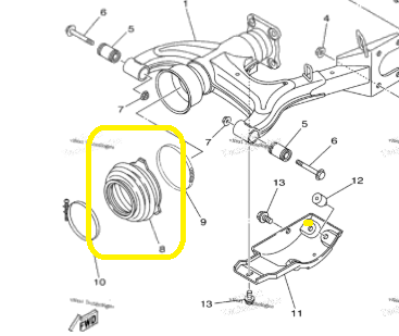 BURDUF CARDAN BRAT SPATE KODIAK 400 / BRUIN 350 / GRIZZLY 350 / WOLVERINE 450 [1]