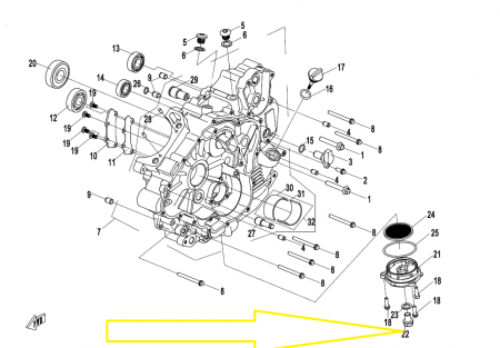 BUSON CAPAC BAIE ULEI MOTOR CF MOTO 400/450/500/520/600/625 16-24 [1]