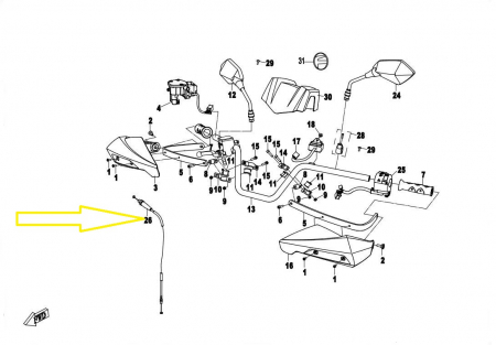 CABLU ACCELERATIE CFMOTO 400AU / 500AU / 600AU 2015-2025 LUNGIME 100CM [3]