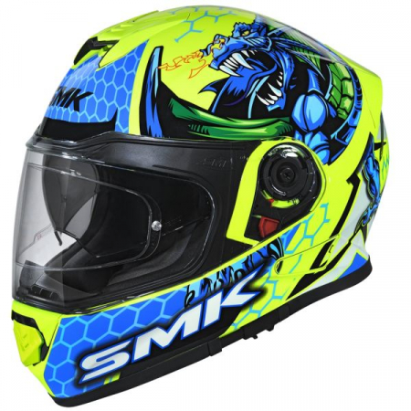 Casti - CASCA FULL FACE SMK CU DRAGON ALBASTRA GALBENA  MARIMEA M
