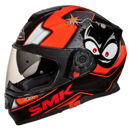 CASCA MOTO FULL FACE SMK CU VIZIERA SI OCHELARI PORTOCALIU NEGRU