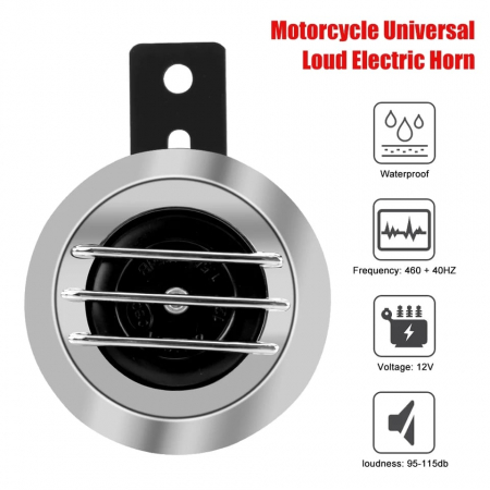 CLAXON MOTO UNIVERSAL 12V CROMAT DIAMETRU 85MM [1]
