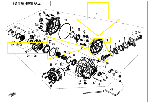 COROANA + PINION ATAC DIFERENTIAL FATA CFMOTO ZFORCE / UFORCE 2012-2022 [1]