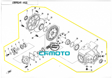 DIFERENTIAL SPATE CFMOTO CFORCE 850 / 1000 2017-2024 FARA DIFERENTIAL [2]