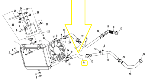FURTUN APA RADIATOR INFERIOR CFMOTO CFORCE 400/450/520/550 2015-2022 / GOES TERROX 400/500 [2]