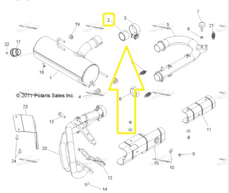 GARNITURA ESAPAMENT POLARIS RANGER / RZR 2012-2015 (EX50MM) [1]