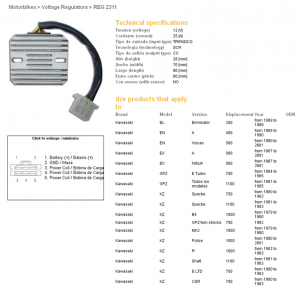 Relee - Releu incarcare KAWASAKI GPZ500S 87-01, EN450 / 454/500 85-01, GPZ750 / 1100, KZ1000
