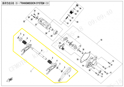 HARTA SCHIMBATOR TREAPTA + FURCI + LEVIER FRANA PARCARE CFMOTO 800 / 820 / 850 / 1000 [2]