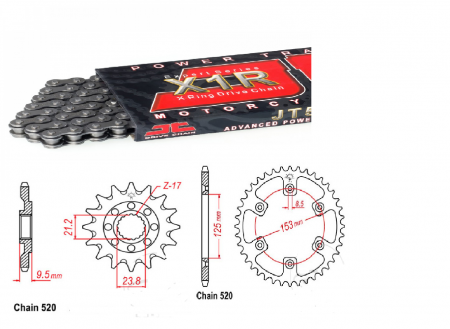 KIT PINIOANE TRANSMISIE CU LANT HONDA CRF 450 (02-20)