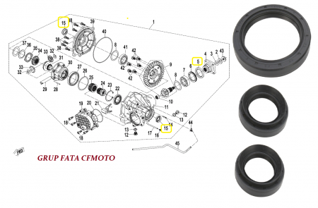 KIT SIMERINGURI GRUP FATA CFMOTO 500 / 625 / 800 ATV/UTV/SSV [1]
