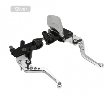 Manete - SET Manete moto universale ambreiaj cablu si frana hidraulica argintiu