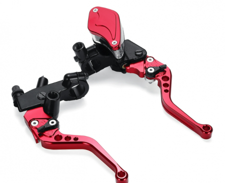 SET MANETE MOTO UNIVERSALE AMBREAJ CABLU / FRANA HIDRAULICA CULOARE - ROSU [1]