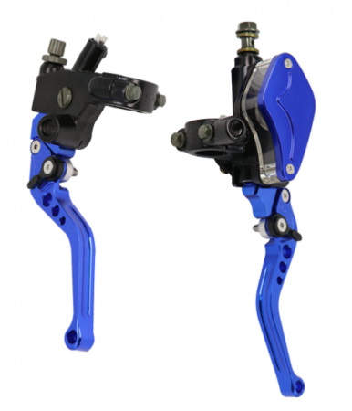 Manete - SET Manete moto universale ambreiaj cablu si frana hidraulica  - albastru
