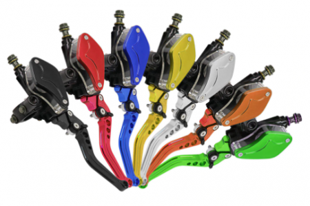 SET Manete moto universale ambreiaj cablu si frana hidraulica  - albastru [4]