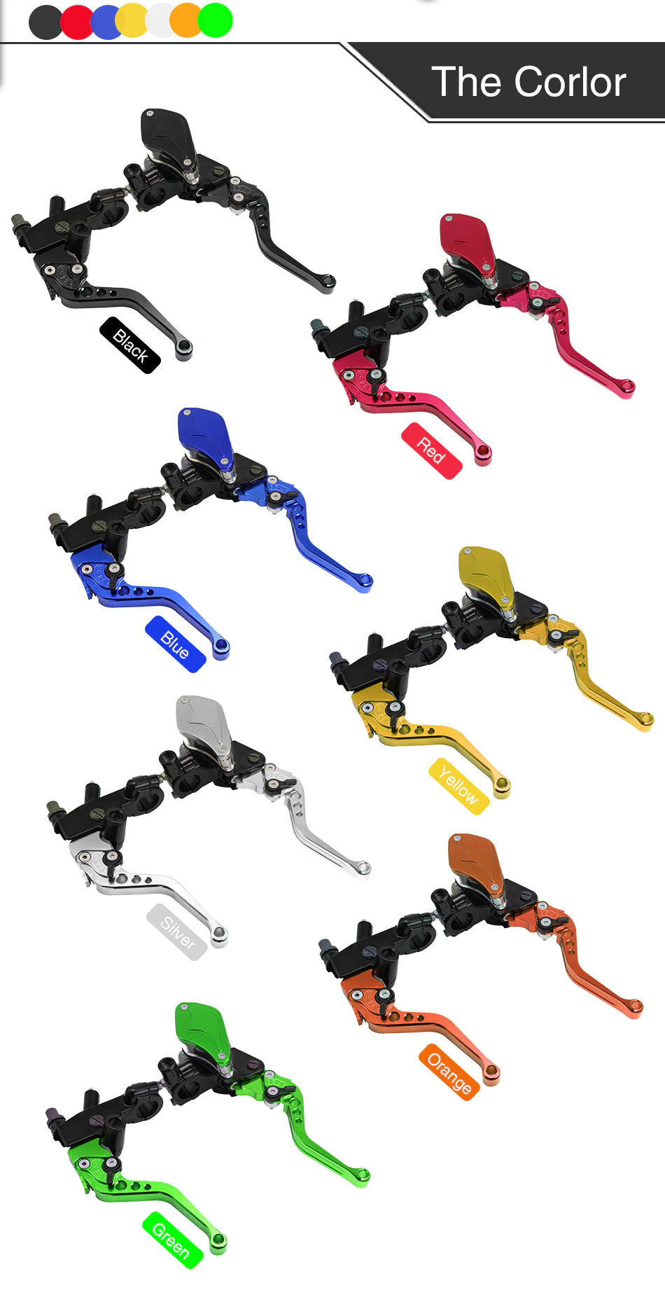 SET Manete moto universale ambreiaj cablu si frana hidraulica  - albastru [5]