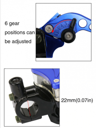 SET Manete moto universale ambreiaj cablu si frana hidraulica  - albastru [3]