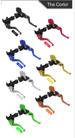 SET Manete moto universale ambreiaj cablu si frana hidraulica  - albastru [6]