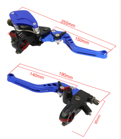 SET Manete moto universale ambreiaj cablu si frana hidraulica argintiu [2]