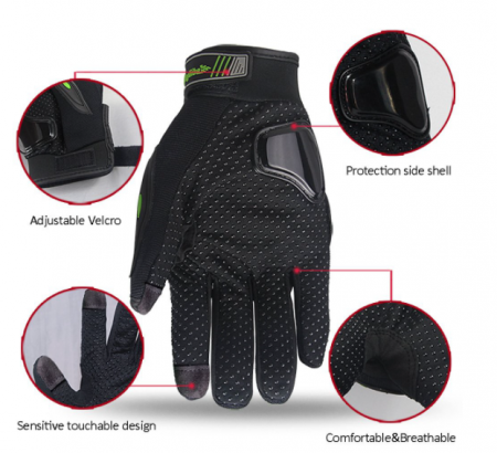 MANUSI NEGRU / VERDE CU PROTECTI MOTO/ATV/CROSS [1]