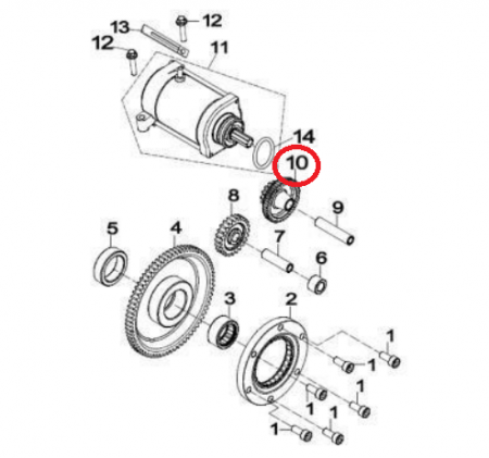PINION ELECTROMOTOR DUBLU CFMOTO 500/625 X6 / LINHAI 500 , M550 [2]
