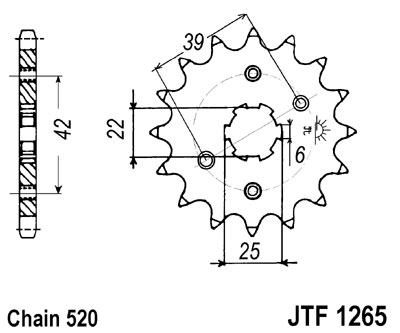 Pinion / Lant transmisie - PINION FATA CHINA LONCIN /LIFAN PAS 520  22X25