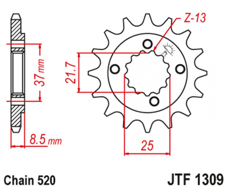 PINION FATA  HONDA XR 600R '91-'00, TRX 400EX /X '05-'14 [1]