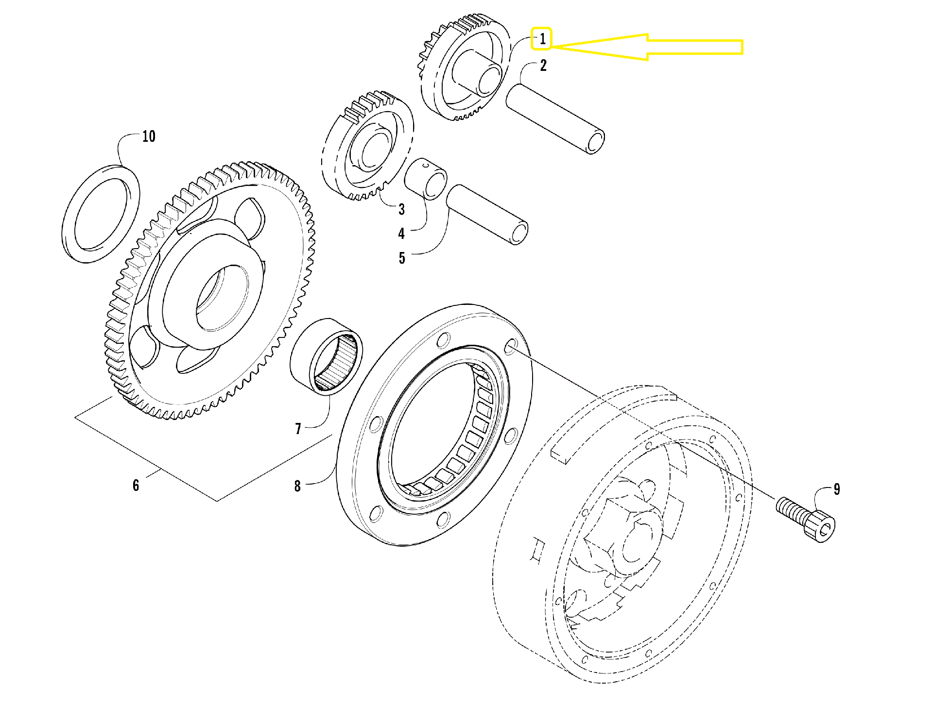 PINION PORNIRE ARCTIC-CAT 500/550/650/700/750/1000 14/44 DINTI [2]