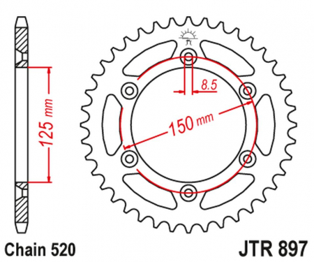 PINION SPATE ALUMINIU KTM 52 DINTI ALBASTRU KTM SX / EXC / LC4  PAS LANT 520 [1]
